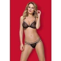 Полупрозрачный черный комплект Obsessive с эластичными лентами, S/M. Нет в наличии Полупрозрачный черный комплект Obsessive с эластичными лентами, S/M