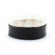 Изящный ошейник с белым кружевом БДСМ лайт, черный Изящный ошейник с белым кружевом БДСМ лайт, черный