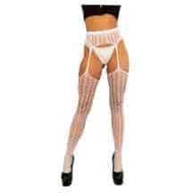 Чулки с поясом и рисунком-ёлочкой Amor EL S/L, белые. Нет в наличии Чулки с поясом и рисунком-ёлочкой Amor EL S/L, белые