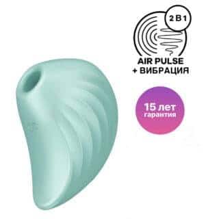 Вакуумный стимулятор клитора с вибрацией Satisfyer Pearl Diver, мятный Вакуумный стимулятор клитора с вибрацией Satisfyer Pearl Diver, мятный