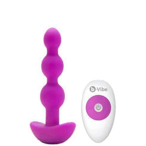 Анальная елочка с вибрацией b-Vibe Triplet с пультом ДУ, фуксия
