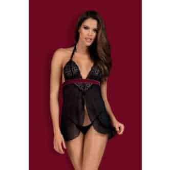 Сорочка Obsessive Rossita babydoll, Чёрный, L/XL