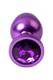 Анальная пробка Toyfa Metal с кристалом цвета аметист, 8,2 см, фиолетовый