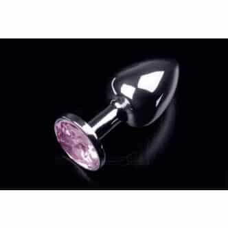 Маленькая анальная пробка с розовым кристаллом Пикантные Штучки, серебристый