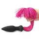 Анальная пробка LoveToy Pony Tail с розовым хвостом, черная