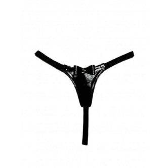 Стринги БДСМ Арсенал лаковые с бантиком черные, OS