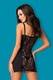 Сорочка Obsessive Heartina chemise Black, Чёрный, L/XL
