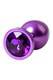 Анальная пробка Toyfa Metal с кристалом цвета аметист, 8,2 см, фиолетовый