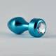 Анальная пробка LoveToys Aluminium Blue Diamond с белым кристаллом, голубая