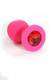 Анальная пробка из силикона с красным кристаллом Kanikule, розовая