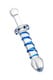 Двусторонний стеклянный фаллоимитатор Sexus Glass с синей спиралью, бесцветный