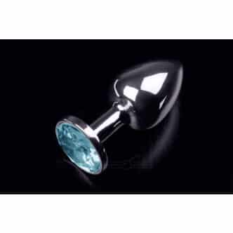 Маленькая анальная пробка с голубым кристаллом Пикантные Штучки, серебристый