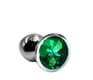 Анальная пробка Kanikule Small, серебристая с зеленым кристаллом