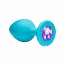 Анальная пробка Lola Games Emotions Cutie Small, голубая с сиреневым стразом
