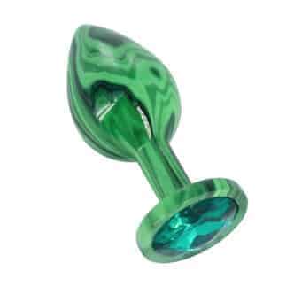 Анальная пробка Kanikule S, зеленая с зеленым кристаллом