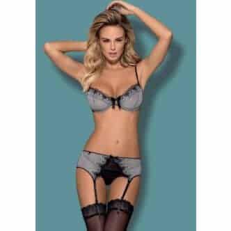 Комплект с поясом для чулок Obsessive Greyla, L\XL