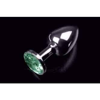 Маленькая анальная пробка с изумрудным кристаллом Пикантные Штучки, серебристый