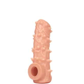 Насадка на член Kokos Nude Sleeve 006 M с подхватом мошонки и открытой головкой, телесная