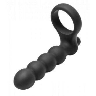 Насадка с вибрацией Double Fun Cock Ring with Double Penetration Vibe XR Brands черный